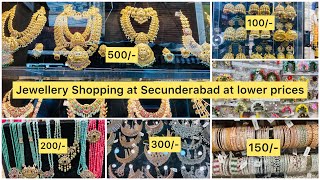 Jewellery shopping at Secunderabad Street Shopping at very reasonable prices one gram gold jewellery [upl. by Allenad438]