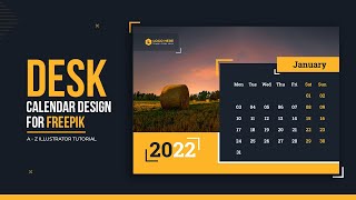 Desk Calendar Design  How to Design a Calendar in adobe illustrator for Freepik [upl. by Jelle]