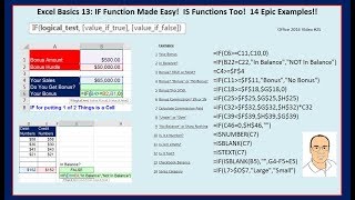 Excel Basics 13 IF Function Made Easy IS Functions Too 14 Epic Examples [upl. by Nahtiek278]