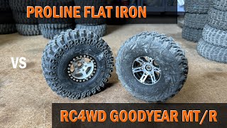 Proline Flat Iron vs RC4WD Goodyear MTR 19quot RC Crawler Tyre Showdown [upl. by Prudi]