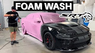 Hellcat Foam Wash Polish amp Coating  Dodge Charger Auto Detailing Satisfying ASMR [upl. by Lekzehcey320]