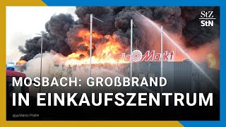 Feuerwehr nach Großbrand in Mosbacher Einkaufszentrum weiter im Einsatz [upl. by Aniral325]