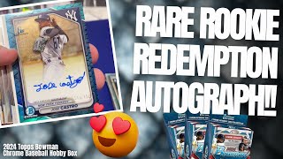 FIRST LOOK AT 2024 BOWMAN CHROME BASEBALL  RARE ROOKIE REDEMPTION AUTOGRAPH  Card Curiosity [upl. by Jeannette82]