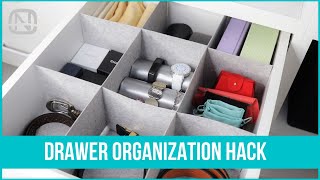 DIY How to make a drawer organizer  Drawer divider hack  OrgaNatic [upl. by Mindy185]