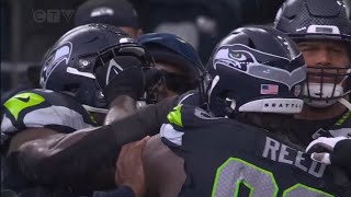 Derick Hall amp Jarran Reed get into PHYSICAL ALTERCATION after hit on Josh Allen  Seahawks vs Bills [upl. by Charis]