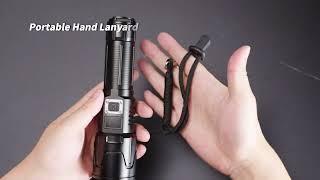 BORUiT H06 High Power Flashlight Zoom Focus Aluminum alloy Hand Torch with LCD Power Display [upl. by Anaeerb]