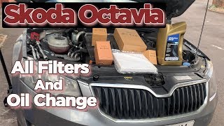 Skoda Octavia Oil Change  All Filters and Service light Reset [upl. by Ainoz]