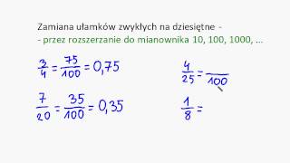 Zamiana ułamków zwykłych na dziesiętne [upl. by Adlez628]