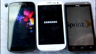 Boot Up Test Galaxy Nexus vs Galaxy S III vs EVO 4G LTE [upl. by Vitkun]