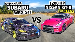 1200 AWHP GTR Drag Races Travis Pastrana’s Gymkhana 2020 Subaru STI [upl. by Jonme]