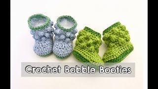 How to Crochet Bobble Booties 03 months [upl. by Alleen]