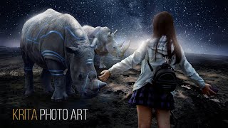 Photo Manipulation Concept Art and Editing Using Krita Timelapse [upl. by Einomrah]