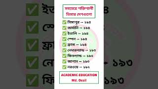 সবচেয়ে শক্তিশালীভিসার দেশগুলো gk world [upl. by Orvil]