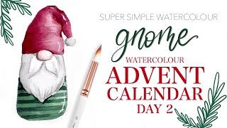 Super Simple Watercolor Gnome  Advent Calendar DAY 2 [upl. by Gatias]