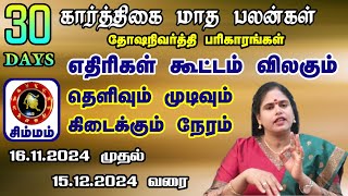 சிம்மம் மனப்போராட்டம் நீங்கி முடிவுக்கு வரும் கார்த்திகை மாத பலன்கள் 2024 Rasi Palangal in Tamil [upl. by Norret]