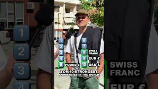 Top 10 Strongest Currencies in the World 💵 streetinterview business country trivia [upl. by Ihteerp]