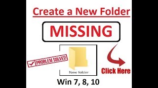 How to Fix Create NEW FOLDER option missing from windows 7 8 81 10 [upl. by Rennie]