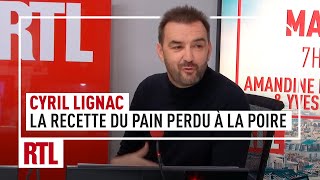 Cyril Lignac  la recette gourmande du pain perdu à la poire [upl. by Laefar340]