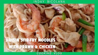 HOISIN STIR FRY NOODLES WITH PRAWN amp CHICKEN [upl. by Karalynn761]