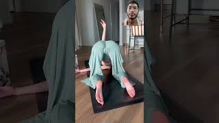 Flipping my dog 🤸🏼‍♀️ yoga​ downwarddog​ threeleggeddog​ bridge​ balance​ shorts​ [upl. by Sully821]