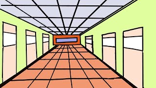 1 point perspective drawing  office corridor [upl. by Neelyahs736]