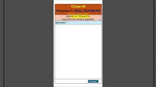 Class 10  HCF using Euclids division algorithm  Chapter 1 REAL NUMBERS shorts class10maths [upl. by Eelram]