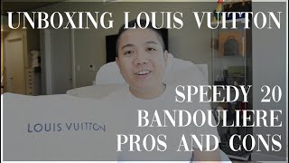 UNBOXING LOUIS VUITTON SPEEDY BANDOULIERE 20  WHAT YOU SHOULD KNOW BEFORE BUYING  PROS amp CONS [upl. by Ahsinyd]