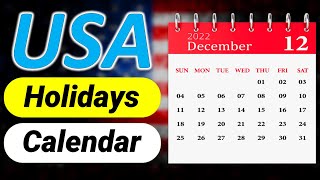 USA Holiday Calendar 2022  United States Federal and State Holidays 2022 [upl. by Palecek]