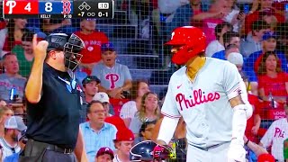 Nick Castellanos to the umpire after getting a pitch clock violation  Phillies vs Red Sox [upl. by Mel]