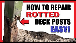 How to Repair Rotted Deck or Porch Post Post Replacement NOT Required Fast amp Easy DIY Fix Rotten [upl. by Leupold]