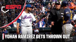 Mets pitcher Yohan Ramirez gets ejected after throwing behind Rhys Hoskins  ESPN MLB [upl. by Kevon]