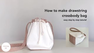 DIY drawstring crossbody bag  How to make drawstring bag [upl. by Lapointe]