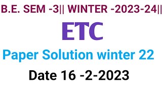 BE SEM 3  PAPER SOLUTIONS  Winter 2022  16223 [upl. by Warfold]