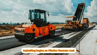 Wow must watch Asphalting begins on Ofankor Nsawam 10 lane road construction [upl. by Carl]