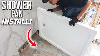 How To Install A Shower Pan Base And Drain Like A Pro For Beginners DIY [upl. by Manno527]