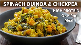 One Pot Spinach CHICKPEA AND QUINOA Recipe  Easy Vegetarian and Vegan Meals  Quinoa recipes [upl. by Oijres]