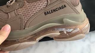 Balenciaga Triple S Clear Sole Sneaker In Brown Polyester Athletic Shoes Sneakers [upl. by Perron]