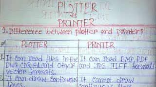 Printer vs plotter in hindidifference between plotter and printerprinterplotteroutput devices [upl. by Ahseuqram]