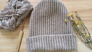 Easy Crochet Ribbed Beanie  How to Crochet Ribbed Beanie Beginners  Knit Look Crochet Beanie [upl. by Rocker617]