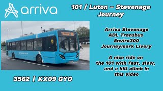 101 • Luton to Stevenage  Journey  3662  KX09GYO  ADL Transbus Enviro300  121024 [upl. by Sato]