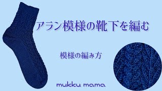 アラン模様で靴下を編む〜模様の編み方 基本の靴下の編み方ではありません [upl. by Rycca]