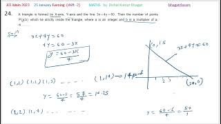 A triangle is formed by X – axis Y– axis and the line 3x  4y  60 Then the number of points P [upl. by Tarazi453]