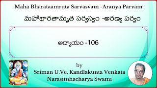 MahaBharatam Aranya Parvam Ch106 by Kandlakunta Venkata Narasimhacharya swami [upl. by Ardnuahs]