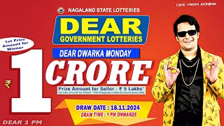 DEAR LOTTERY LIVE 1PM TODAY 18112024  Morning Nagaland Lottery Sambad LIVE [upl. by Calore]