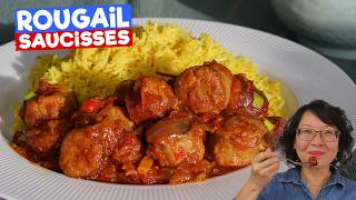 Rougail Saucisses 🌶️Saucisses fraîches et fumées  Riz Basmati au curcuma cuisson par absorption [upl. by Clem]