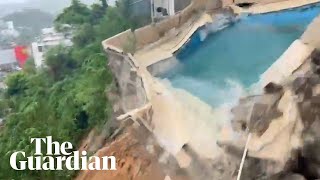 Moment pool collapses as Acapulco hit by landslides and floods in wake of Hurricane John [upl. by Lauretta]