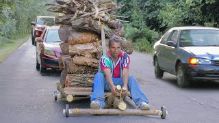 Risky Way They Ride Handmade Carts in American Traffic [upl. by Landau]