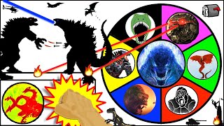 Godzilla vs MechaGodzilla SPINNING WHEEL GAME w Kong  Dinos  Movie Figures [upl. by Tiffie672]