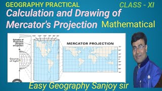 Calculation and Drawing of Mercators Projection Class  Xi [upl. by Nelluc]