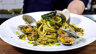 I UPGRADED SPAGHETTI ALLE VONGOLE using WILD RAMPS Spaghetti with Clams [upl. by Aratihc664]